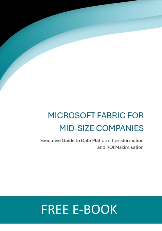 Capa do guia executivo Microsoft Fabric para empresas de dimensão média